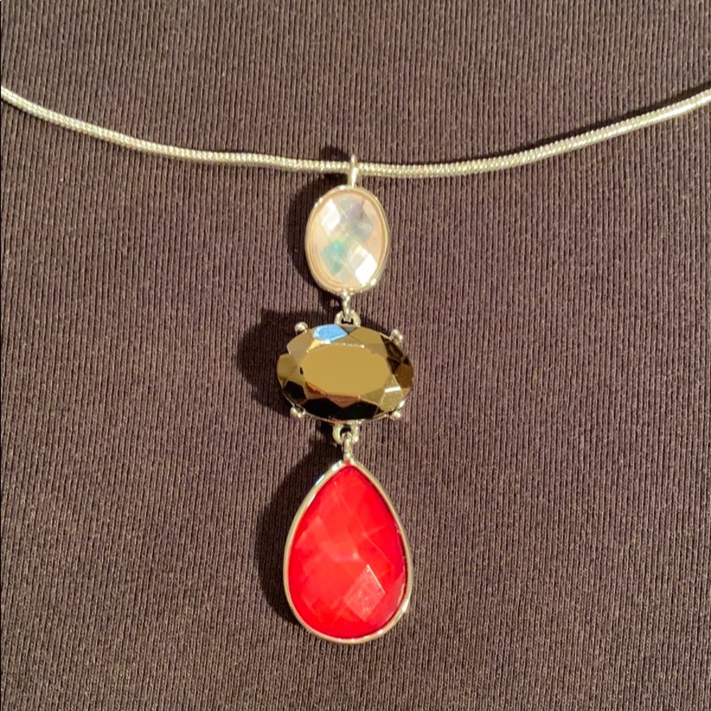 Chico’s Raspberry Pendant Necklace - Picture 1 of 4